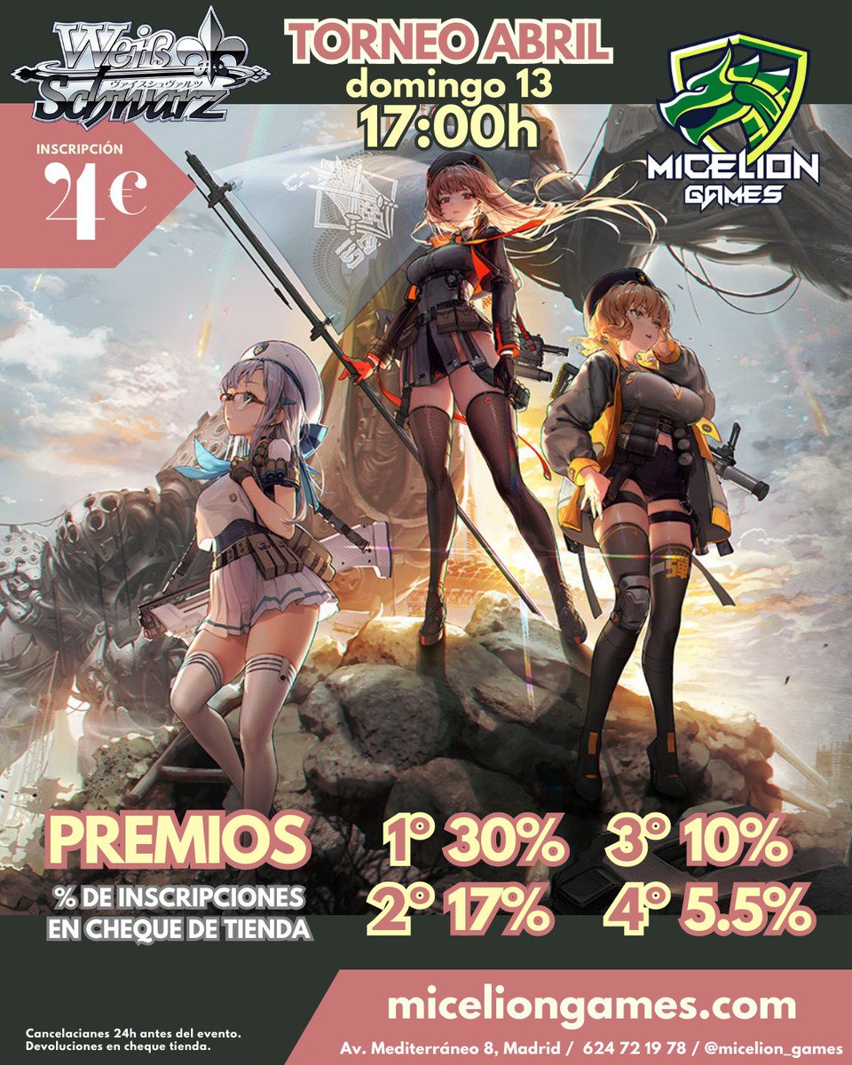 A partir de este domingo vamos a estar organizando torneos de #wstcg Weiss Schwarz en <a href="/miceliongames/">miceliongames</a> desde el calendario de torneos en su web podréis inscribiros. El formato es neostandard mixto. Nos vemos allí 😎🤙🏻