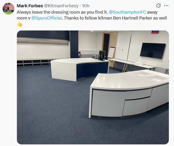 HarvesterStallo's tweet photo. You CANNOT congratulate yourself for leaving your own dressing room clean and tidy. That's for the home team to post, constituting a mutual #classytouch! Fuck me, game's completely fucked. https://t.co/xYiatPefET