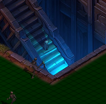 Harg2001's tweet photo. I made a staircase in my game with a blue light effect for more mystery about what lies further deeper AND I LOVE IT :3 #indiegame #actionrpg #godot https://t.co/bII2p4Dx1i