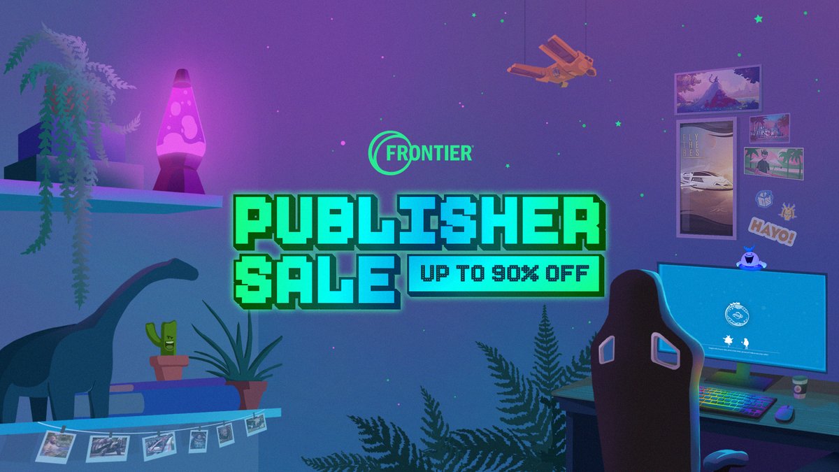 HUGE PUBLISHER SALE! 🎉🎉🎉
Save up to 90% on Frontier titles in our Steam Publisher Sale until 22nd April! 
fron.dev/FdevSale25-X