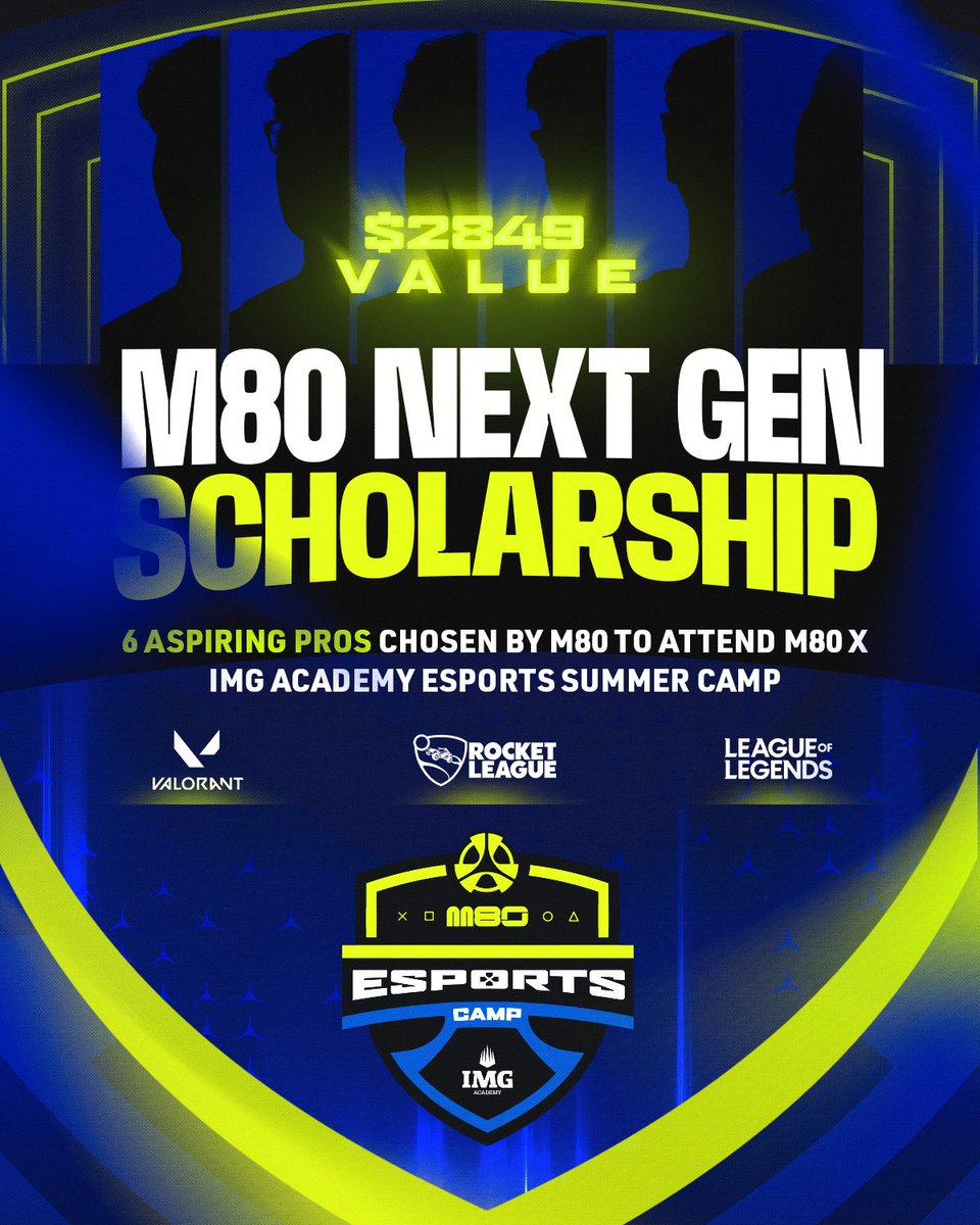 M80 (@m80gg) on Twitter photo We're covering tuition for 6 players to train like pros at our first-ever esports summer camp with <a href="/IMGAcademy/">IMG Academy</a> ๐ฏ
If you're between 12-18 and play VALORANT, Rocket League, or LoL, this is your shot! Follow the instructions below ๐ We're covering tuition for 6 players to train like pros at our first-ever esports summer camp with <a href="/IMGAcademy/">IMG Academy</a> ๐ฏ
If you're between 12-18 and play VALORANT, Rocket League, or LoL, this is your shot! Follow the instructions below ๐