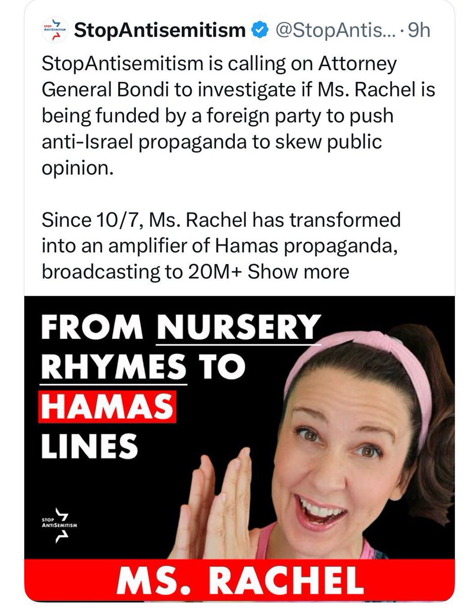 ms. rachel: i think children should have access to water, food, and medical care

zionists: