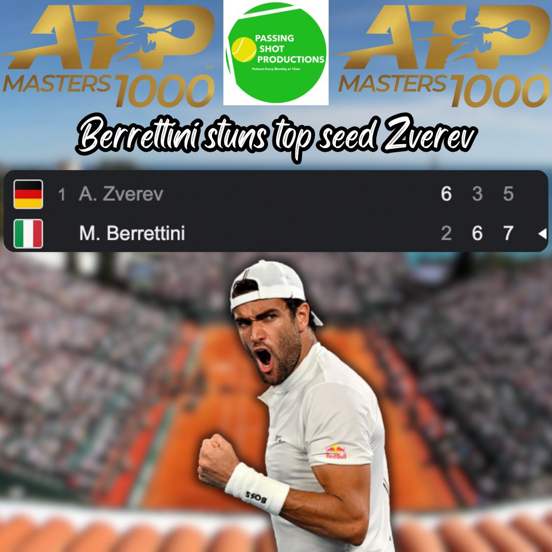 PassingShotProd's tweet photo. Incredible performance from Matteo Berrettini! His biggest win in years! 

Alexander Zverev keeps riding the struggle bus… https://t.co/U6BxoVoo9T