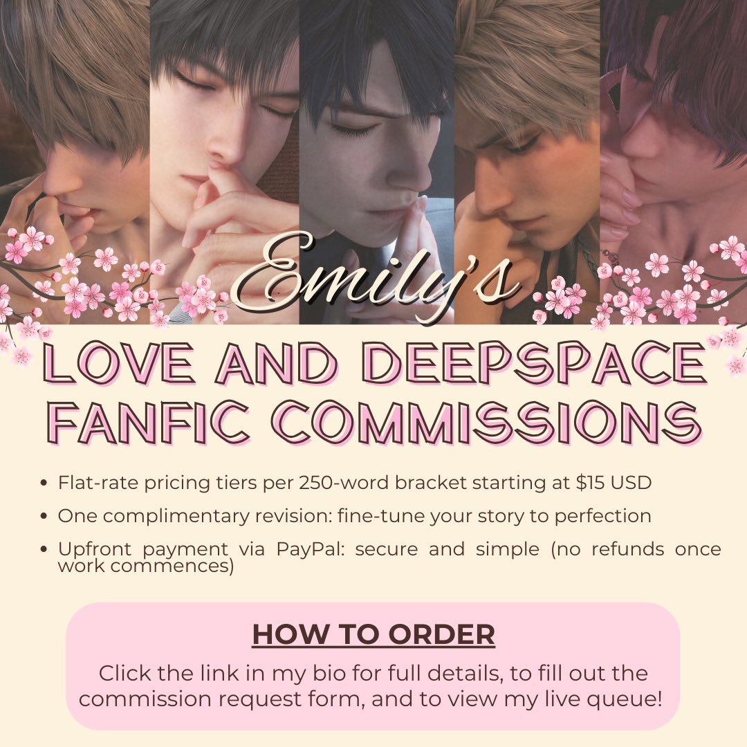 Your favorite LADS man.
Your dream scenario.
Your custom fic.

Commissions are officially OPEN — and yes, they’re made just for you.

Experience the magic of a story that reflects your deepest desires —
every word meticulously crafted to bring your fantasy to life.

Click the