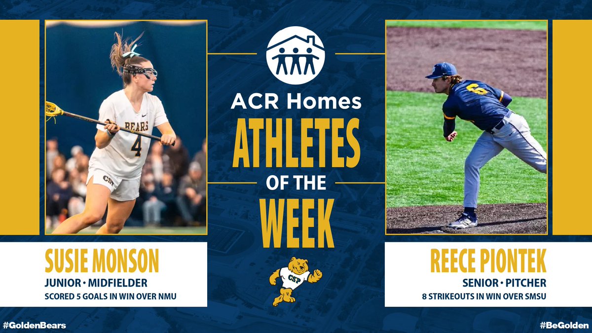 CSPBears's tweet photo. Congrats to Susie & Reece for being our @acrhomes Athletes of the Week!
#BeGolden #GB4L #CSP #LetsGoBears #ACRHomes #AOW https://t.co/OUqSSS7Bi0