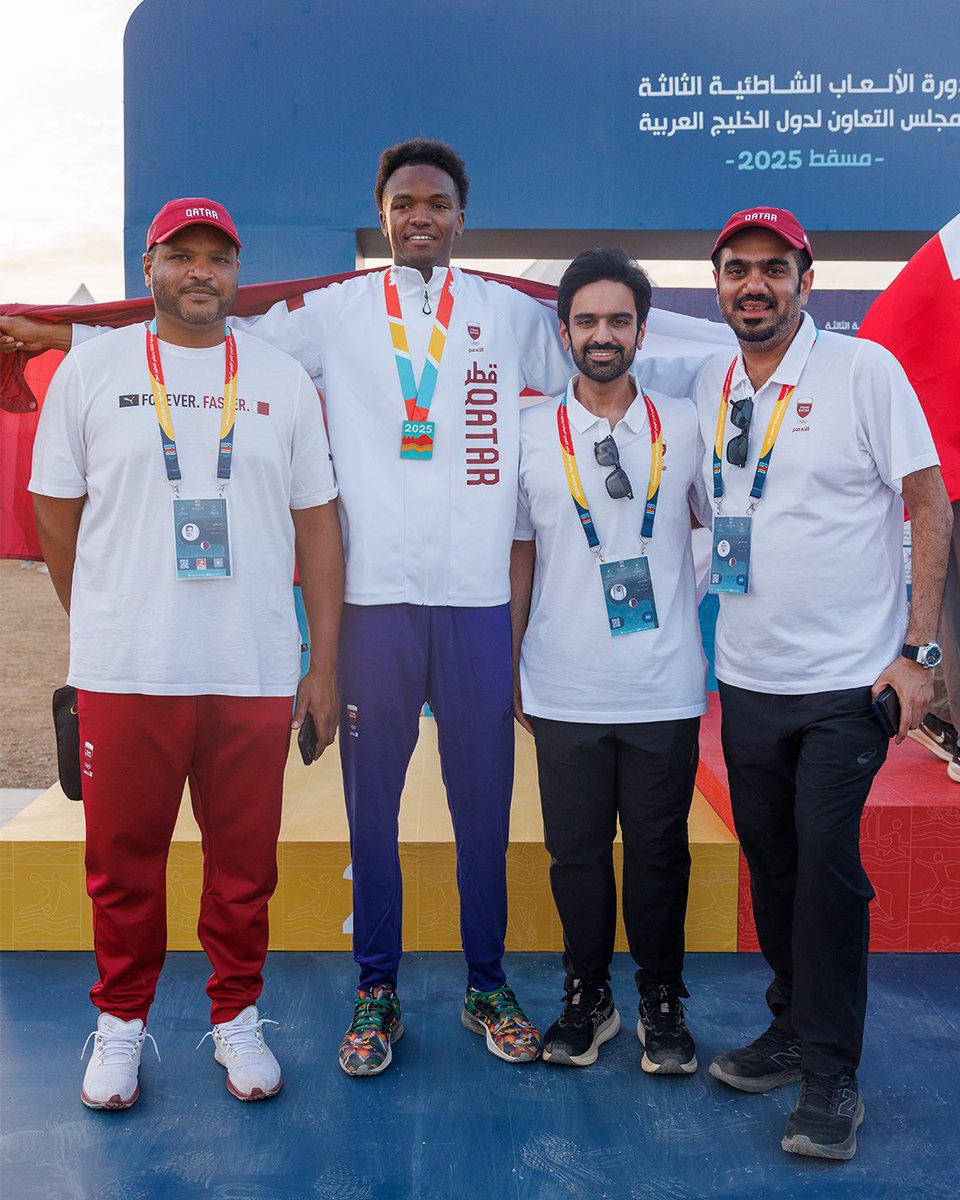 qatar_olympic's tweet photo. نجم الأدعم حمدي علي يحصد الميدالية الفضية في منافسات الوثب العالي، 
في دورة الألعاب الخليجية الشاطئية الثالثة – مسقط 2025.

بطل يا حمدي🥈 
والقادم أقوى بإذن الله 🇶🇦💪🏻

Team Qatar’s Hamdi Ali wins silver in men’s  high jump event at the 3rd GCC Beach Games – Muscat 2025.
Well done, Hamdi – a true champion🥈
🇶🇦💪🏻