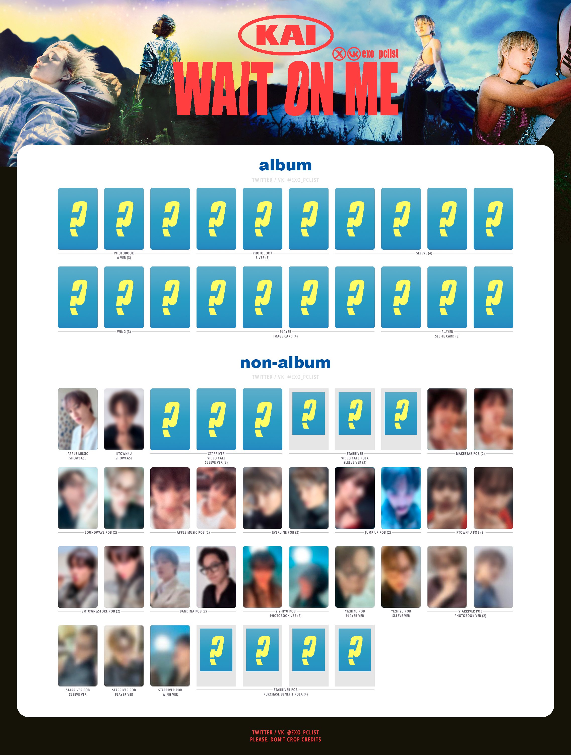 EXO's photocard lists | ot9 on X: 