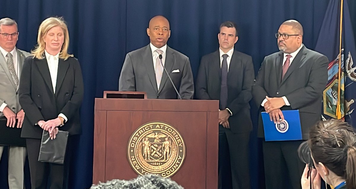 Adams reiterated the importance of going after recidivism and called for changes to discovery laws during his speech at the Louis J. Lefkowitz State Office Building.
