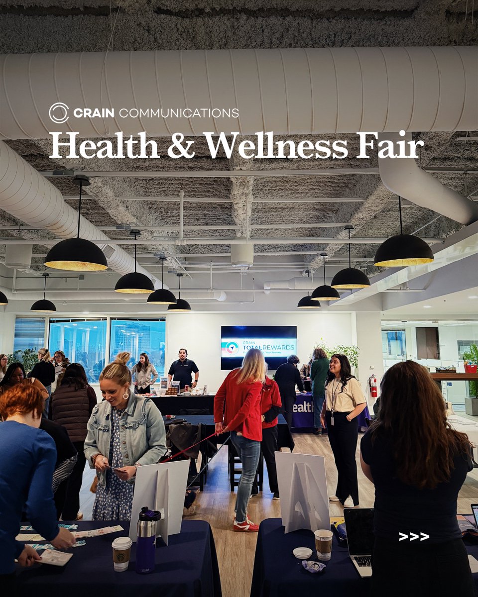 CrainComm's tweet image. Crain’s first-ever Health &amp;amp; Wellness Fair was a hit! Held in our Detroit office, the event brought together 10 benefit partners, expert insights, therapy dogs (shoutout to tiny Miggy!), raffles, and more—all inspired by employee feedback and focused on well-being at work.