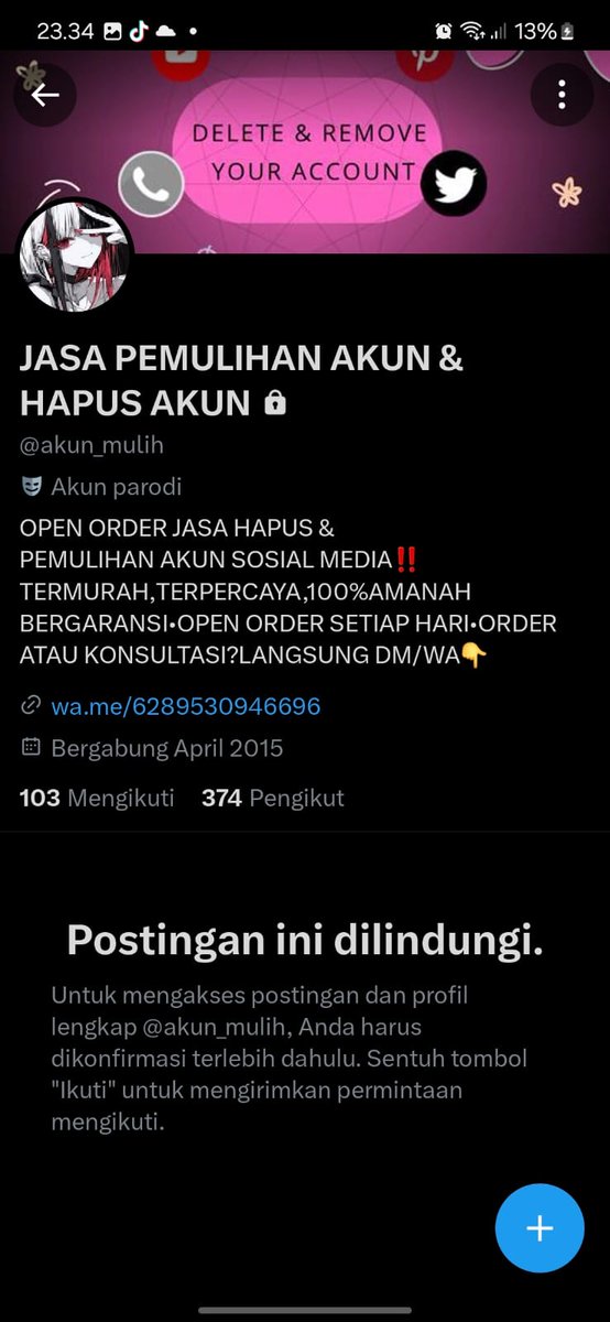 chrstiinaa_'s tweet photo. HATI-HATI PENIPUAN BERKEDOK JASA PEMULIHAN AKUN,  tolong bantu repost biar gaada korban lainnya‼️‼️ https://t.co/oIw6K0ba6u