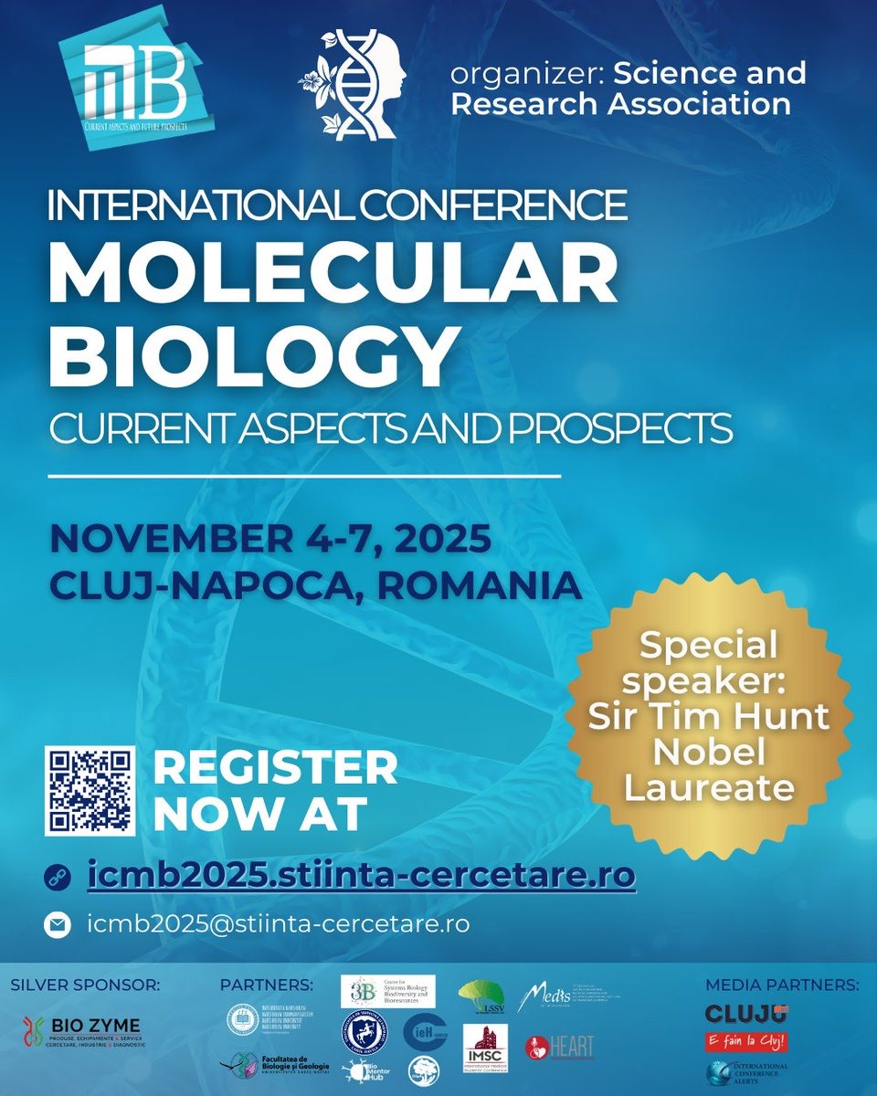 Pa_Uuu's tweet photo. 🧬 Excited to announce #ICMB2025, an inspiring meeting of minds in molecular biology!
Join us in Cluj-Napoca, Romania, as we explore cutting-edge science covering all domains of life! 
📅 November 4-7, 2025
🌍 https://t.co/pR7abrYdeo
Spread the word with your fellow scientists! https://t.co/Z2PKOnyeaD