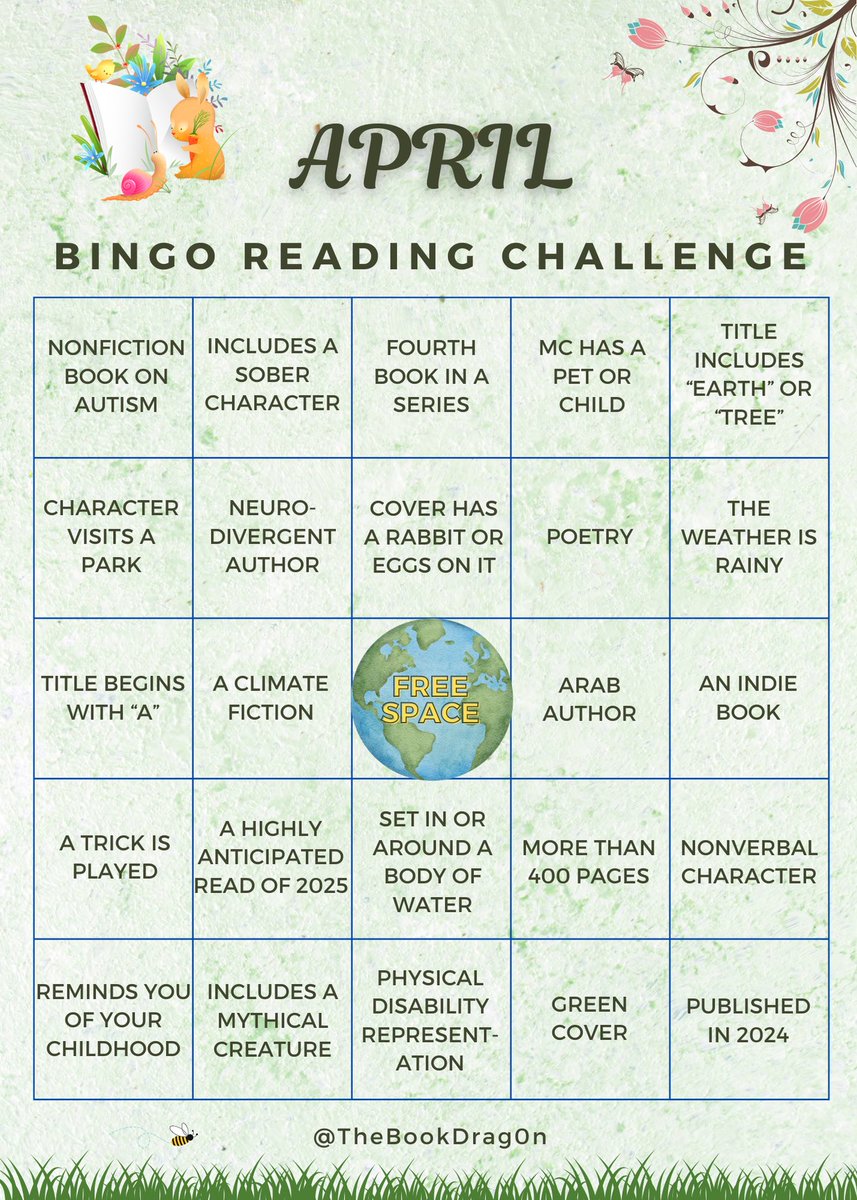 Enjoy April’s book bingo challenge 😘