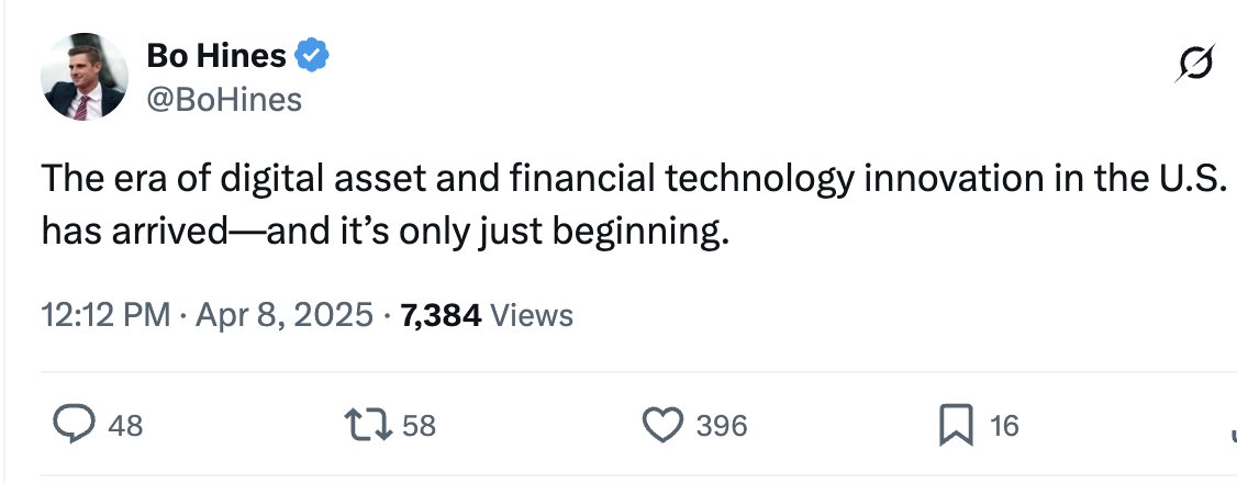 JUST IN: President Trump's Executive Director says the era of #Bitcoin &amp; crypto in the U.S. is "only just beginning" 🇺🇸