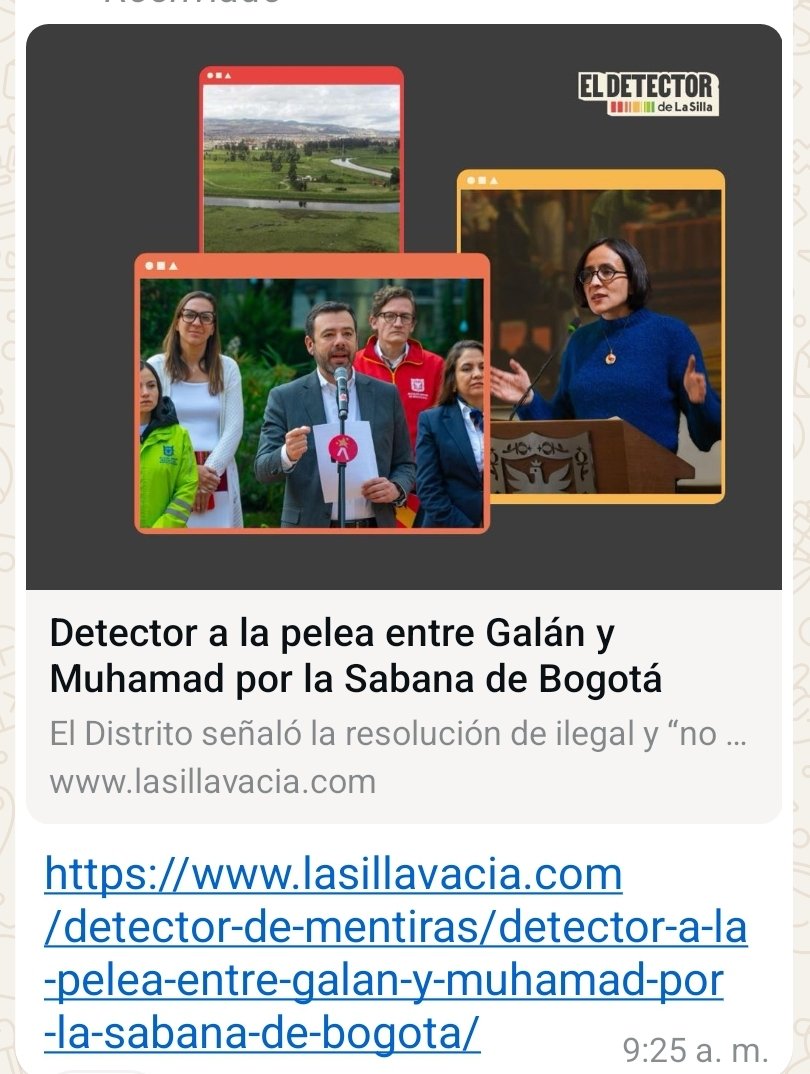 Señores <a href="/lasillavacia/">La Silla Vacía</a> ¿por qué retiraron artículo en donde uds  señalaban con detector falsedades, mentiras y exageraciones que han hecho <a href="/Bogota/">Alcaldía de Bogotá</a> y <a href="/CarlosFGalan/">Carlos F. Galán</a> respecto a proceso de formulación de lineamientos de ordenamiento ambiental de la sabana?

¿Presión o "actualización"?