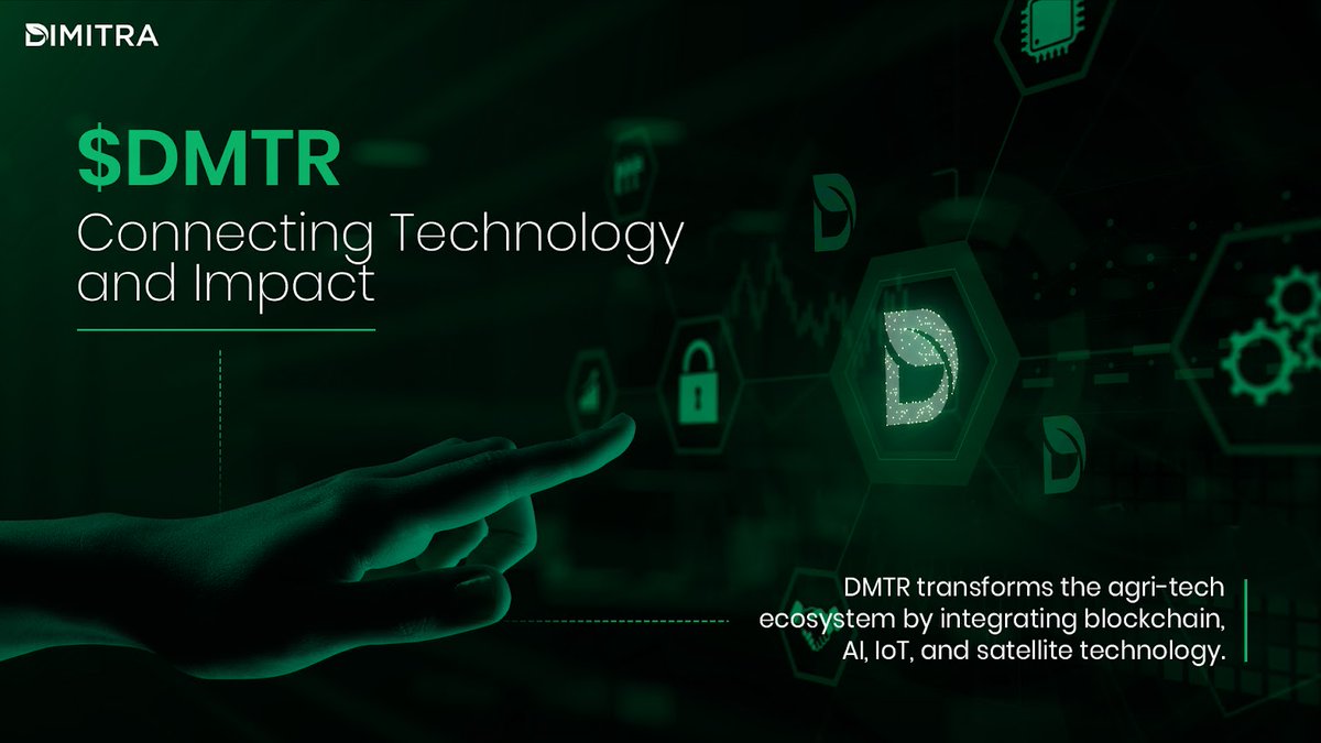 $DMTR transforms the agri-tech ecosystem by integrating blockchain, AI, and satellite technology.

📌 What does this mean? Farmers get better tools for productivity, stakeholders gain transparency, and ecosystems thrive with sustainability at the forefront.

Together, we’re