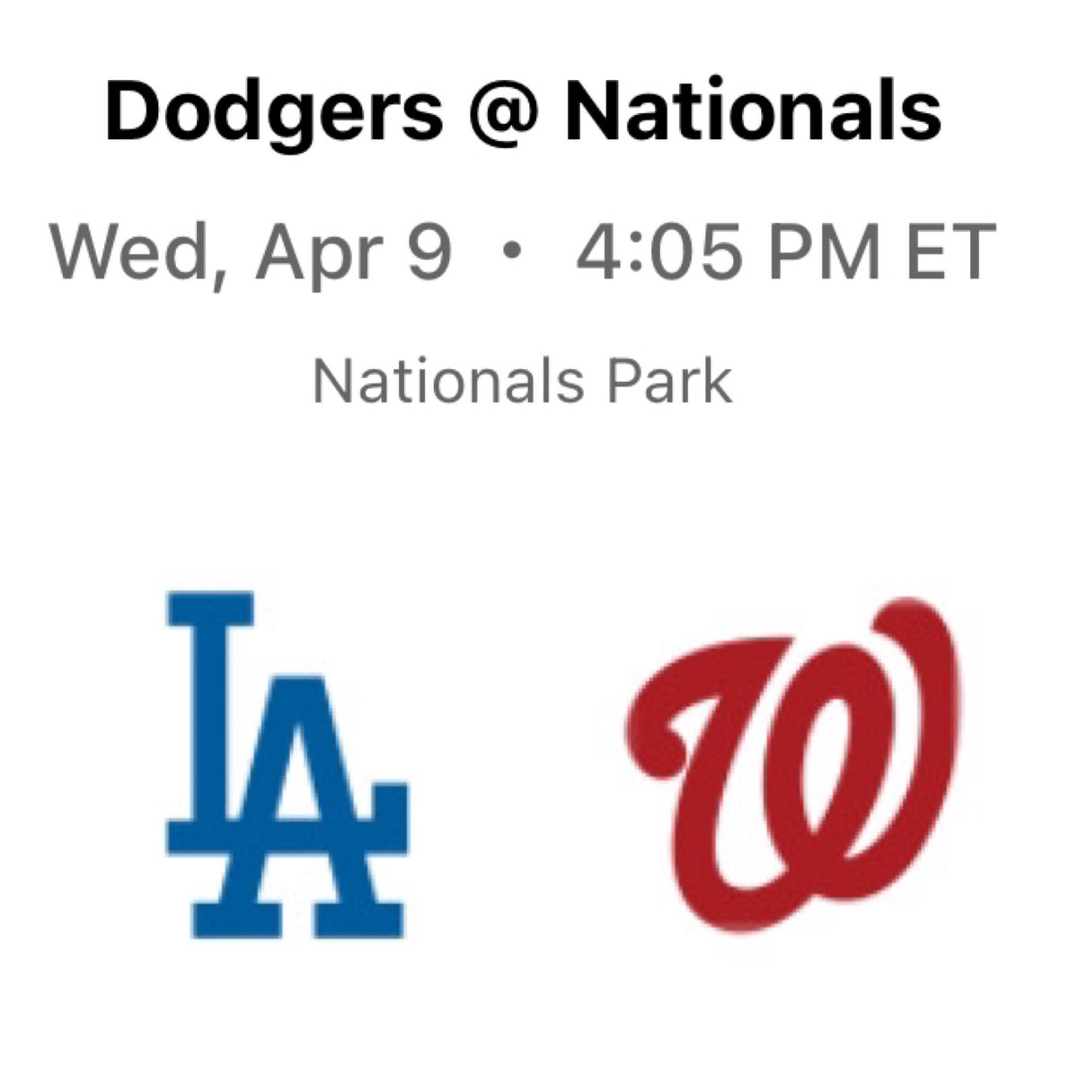 𝗥𝗘𝗧𝗪𝗘𝗘𝗧 to 𝗪𝗜𝗡 2 tickets to 𝗧𝗼𝗺𝗼𝗿𝗿𝗼𝘄’s 𝗗𝗢𝗗𝗚𝗘𝗥𝗦/𝗡𝗔𝗧𝗜𝗢𝗡𝗔𝗟𝗦 game 4pm at Nats Park. 4pm Wednesday 4/9. 

𝗪𝗶𝗻𝗻𝗲𝗿 get 2 tickets each.  Winner picked 𝗧𝗢𝗡𝗜𝗚𝗛𝗧 9pm