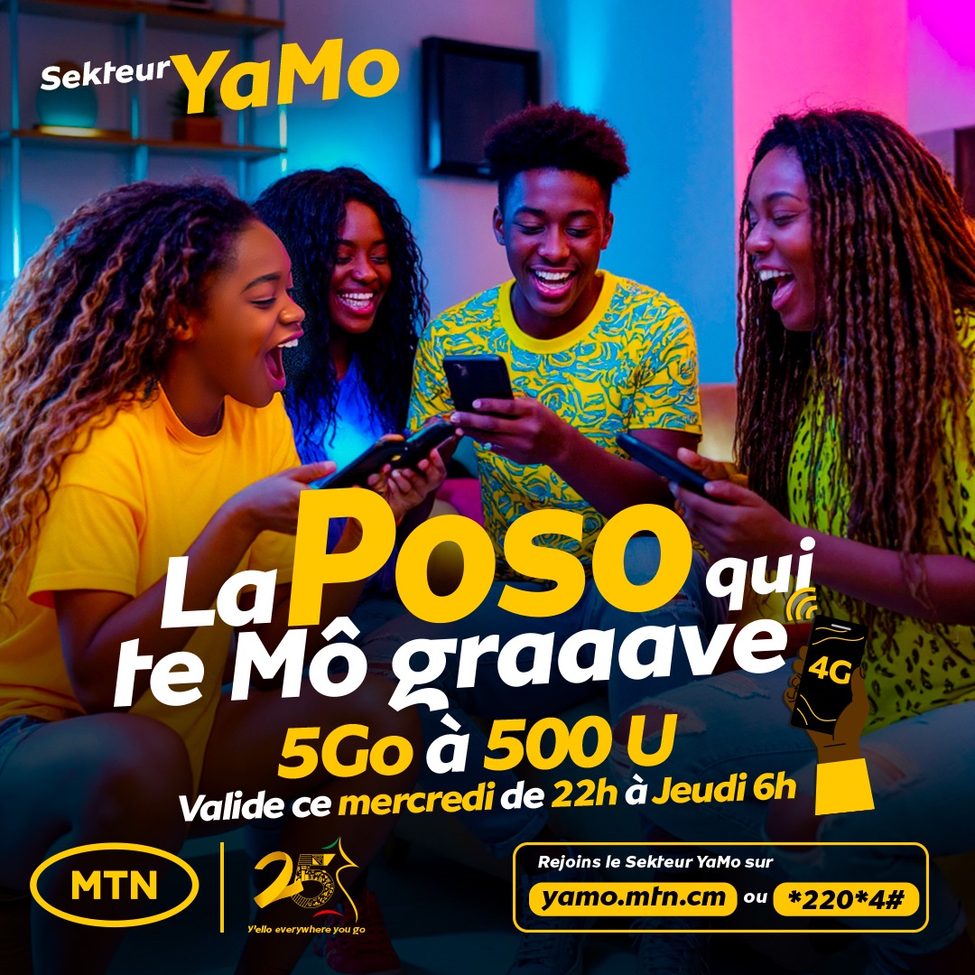 MTNCameroon's tweet photo. La nuit, c’est pas fait pour dormir… c’est fait pour POSO ! 🥳🥳🥳
5Go à 500U, c’est graaave seulement !😎
Ce soir dès 22h, Sekteur YaMo prend le contrôle !😍
Tape *220*4#
#YaMoYaLife on the #IndomitableNetwork
#YaMoTaLife sur le #ReseauIndomptable https://t.co/j9zoEhtaiq