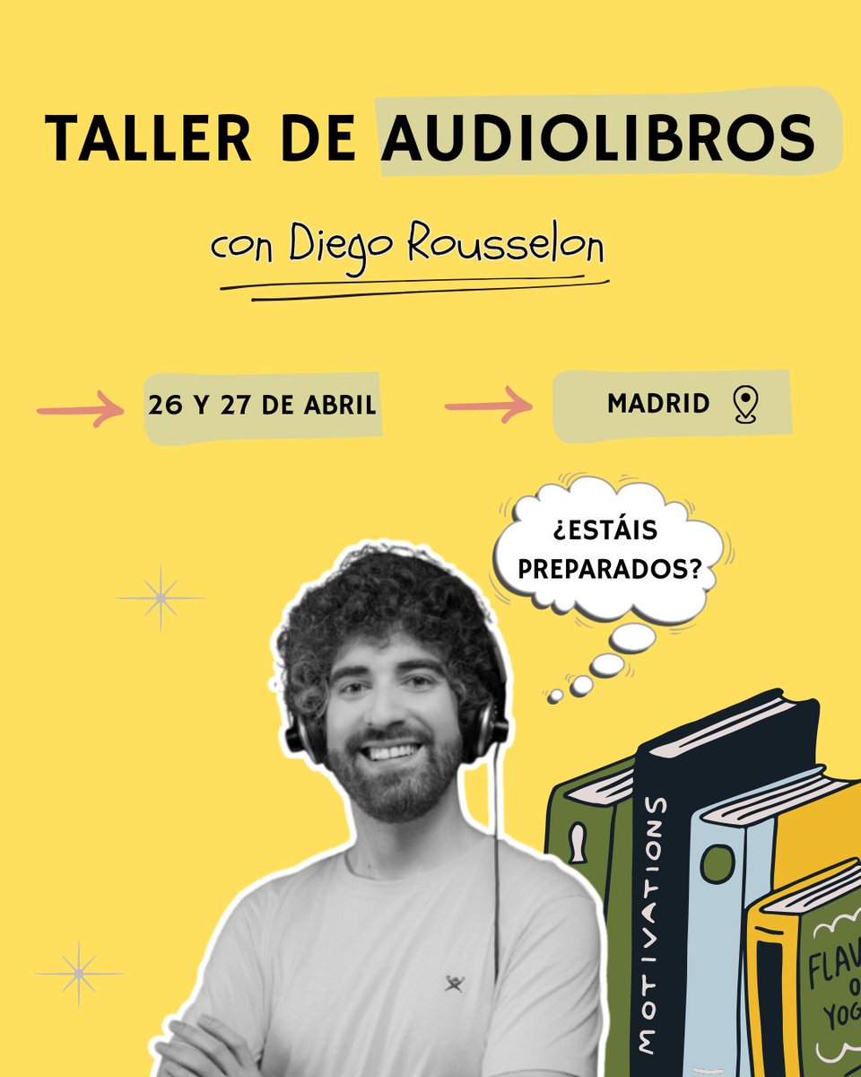 🎧✨ TALLER DE AUDIOLIBROS CON DIEGO ROUSSELON ✨🎙️
Sumérgete en el arte de narrar historias con voz propia. Los próximos 26 y 27 de abril, vive una experiencia intensiva de 10 horas junto a Diego Rousselon, profesional con una amplia trayectoria en el mundo del audiolibro.