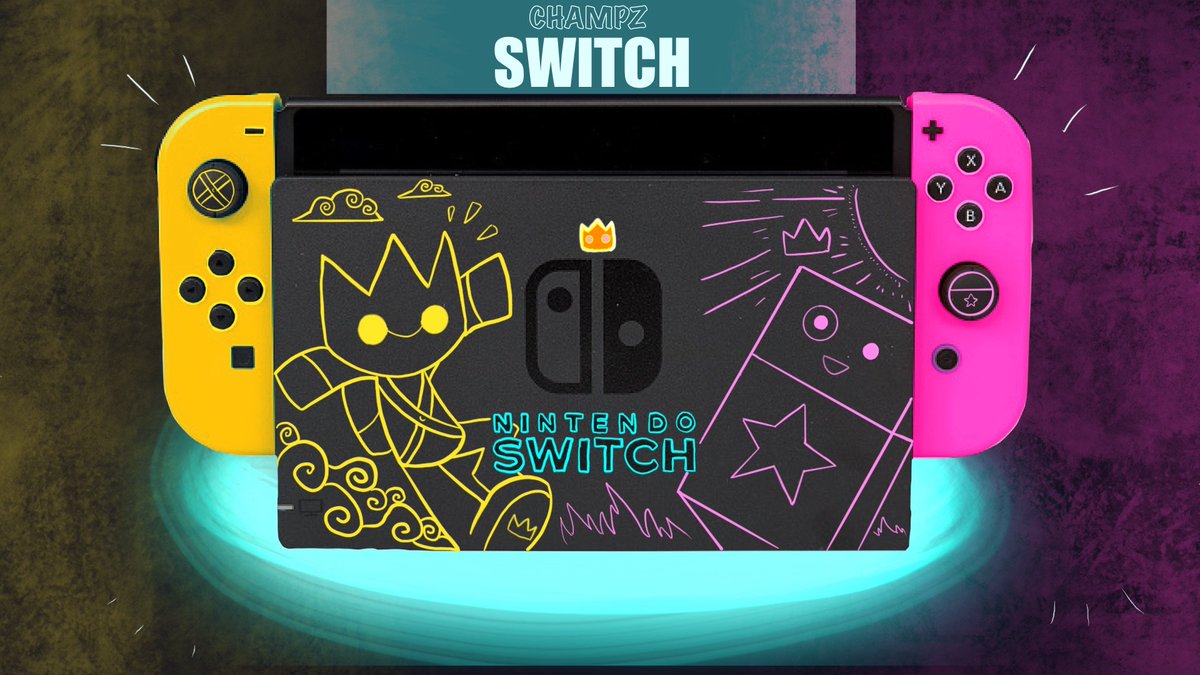 pokechampz's tweet photo. With the new Nintendo Switch 2 coming up, how about a little Champz fun?  Here's a Nintendo Switch concept of a Champz collab!
What is your favorite Nintendo game?
#fanart #Procreate #clippaint #GraphicDesigner #artwork https://t.co/TQ4jQvt6ZT