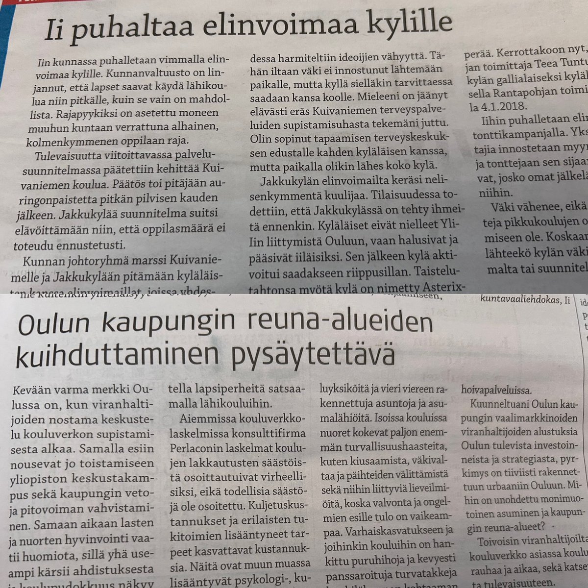 HannuKaisto's tweet photo. Uutisilla on eroja.
Rantapohja -lehdessä nämä jutut tänään.
#rantapohja #Iinkunta #Oulu #elinvoima https://t.co/AOYWvv8HVo
