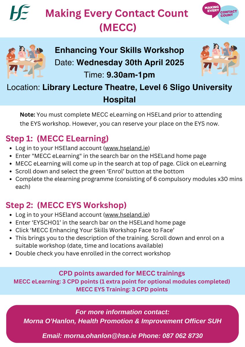 GeorginaKilcoy3's tweet photo. #MakingEveryContactCount
The MECC programme is a national prog aimed at preventing chronic disease and encourages healthcare professionals to discuss lifestyle behaviours with patients to promote better health.

#WorldHealthDay2025
#teamSUH https://t.co/r0dj04B2QT