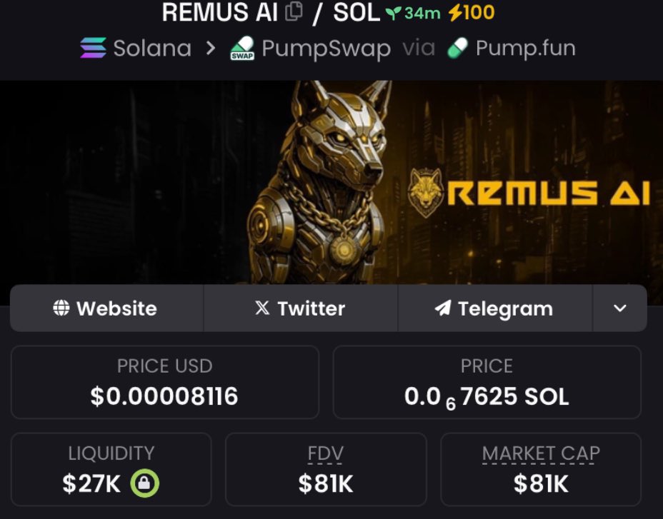 1710sg's tweet photo. Aped this bad boy at $81k mcap in my private tg
#REMUS #REMUSAI $remus https://t.co/tcpBfVPXIT