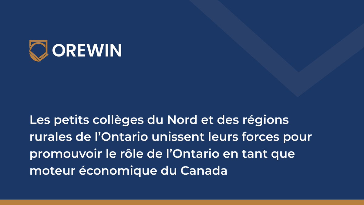 OREWINColleges's tweet image. Alors que l’Ontario doit faire face aux incertitudes économiques, 11 petits collèges du Nord et des régions rurales s'associent pour lancer le Réseau régional d'innovation et de main-d’œuvre économique de l’Ontario (OREWIN): orewin.ca
