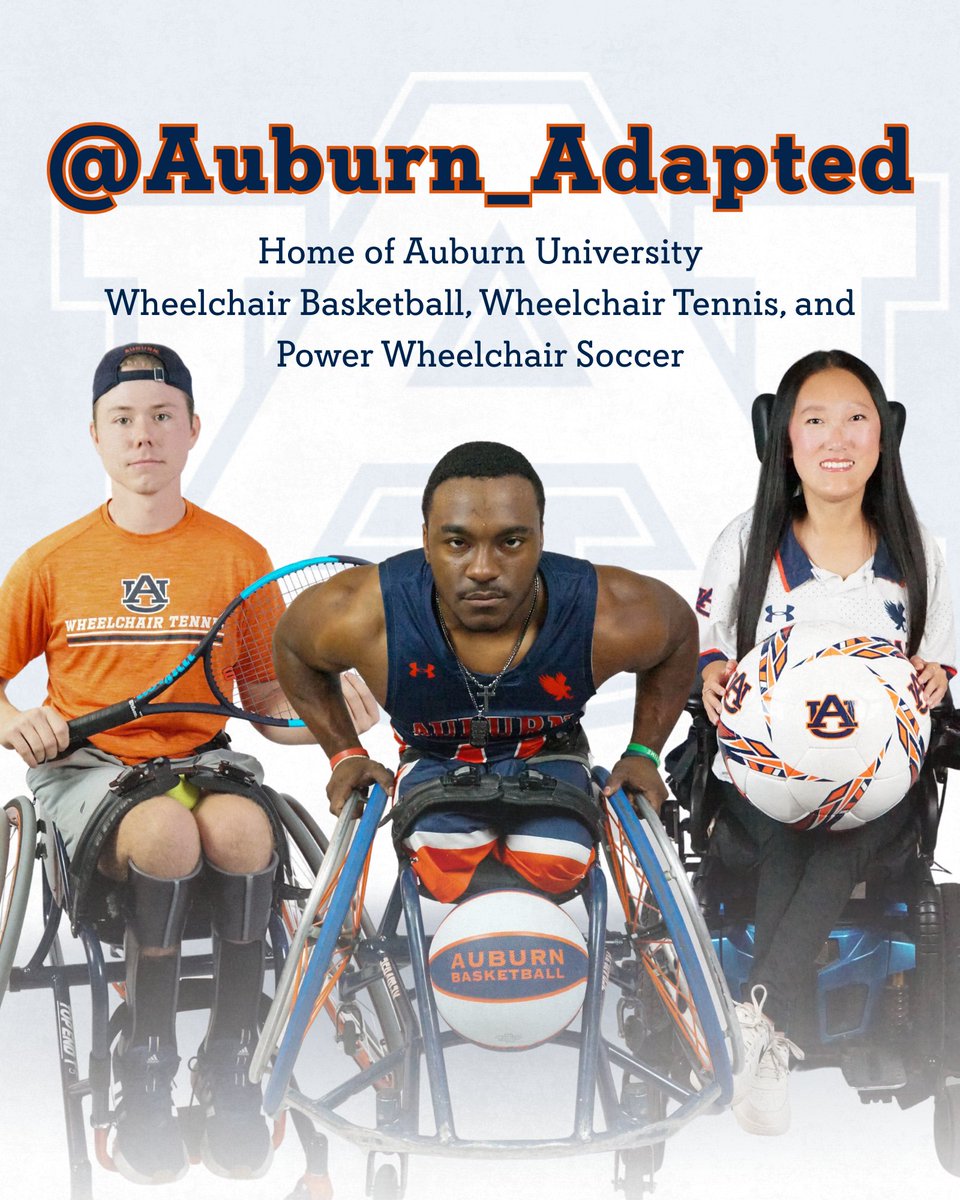 <a href="/Auburn_Adapted/">Auburn University Adapted Athletics</a> is now the home of ALL 3 Adapted Athletics programs at Auburn University ‼️ Make sure to give the account a follow to keep up to date with Wheelchair Basketball, Wheelchair Tennis, and Power Wheelchair Soccer. 🦅