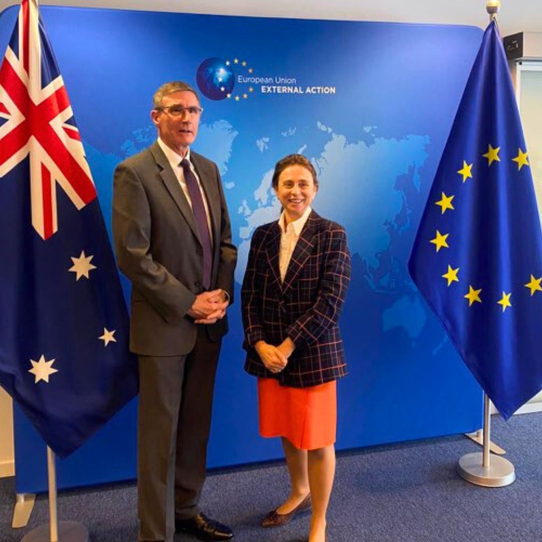 Belén Martínez Carbonell (@eeas_secgen) on Twitter photo Valuable exchange with Australian Ambassador Angus Campbell <a href="/AustraliaEU/">Australian Embassy, Brussels</a> on defending the rules based international order, supporting Ukraine and working together in the Indo-Pacific Valuable exchange with Australian Ambassador Angus Campbell <a href="/AustraliaEU/">Australian Embassy, Brussels</a> on defending the rules based international order, supporting Ukraine and working together in the Indo-Pacific