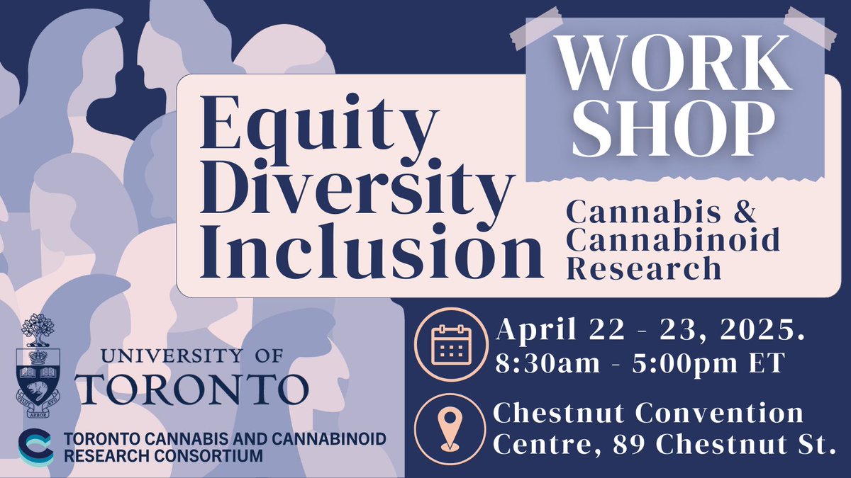 Pleased to announce our #EDI #Workshop with <a href="/TC3consortium/">Toronto Cannabis & Cannabinoid Research Consortium</a> at <a href="/UofT/">University of Toronto</a>

📅April 22 - 23, 2025.
📍Chestnut Conference Centre
🕝 8:30am - 5:30pm ET

REGISTER: tinyurl.com/TC3EDI2025
MORE INFO: tinyurl.com/TC3EDIinfo
