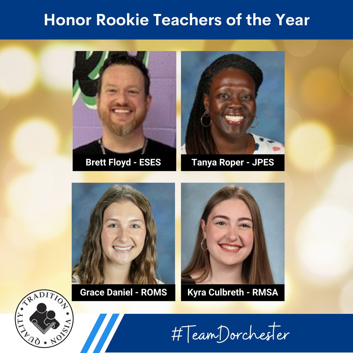 🎉DDTwo proudly announces the 2025 Honor Rookie Teachers of the Year, recognizing the top 4 outstanding first-year educators! 

🎈Brett Floyd will represent the district in the state Induction Teacher of the Year! #TeamDorchester #rookieteacher