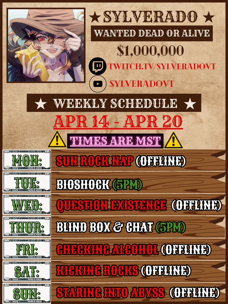 Howdy!

Have a few job interviews I am studying for this week since they are panel interviews 😭

BUT, I finally moved my ass &amp; squeezed out a semblance of a schedule for next week!  

Can we beat Bioshock already please? Oh join me in opening hundreds of dollars of blind boxes!