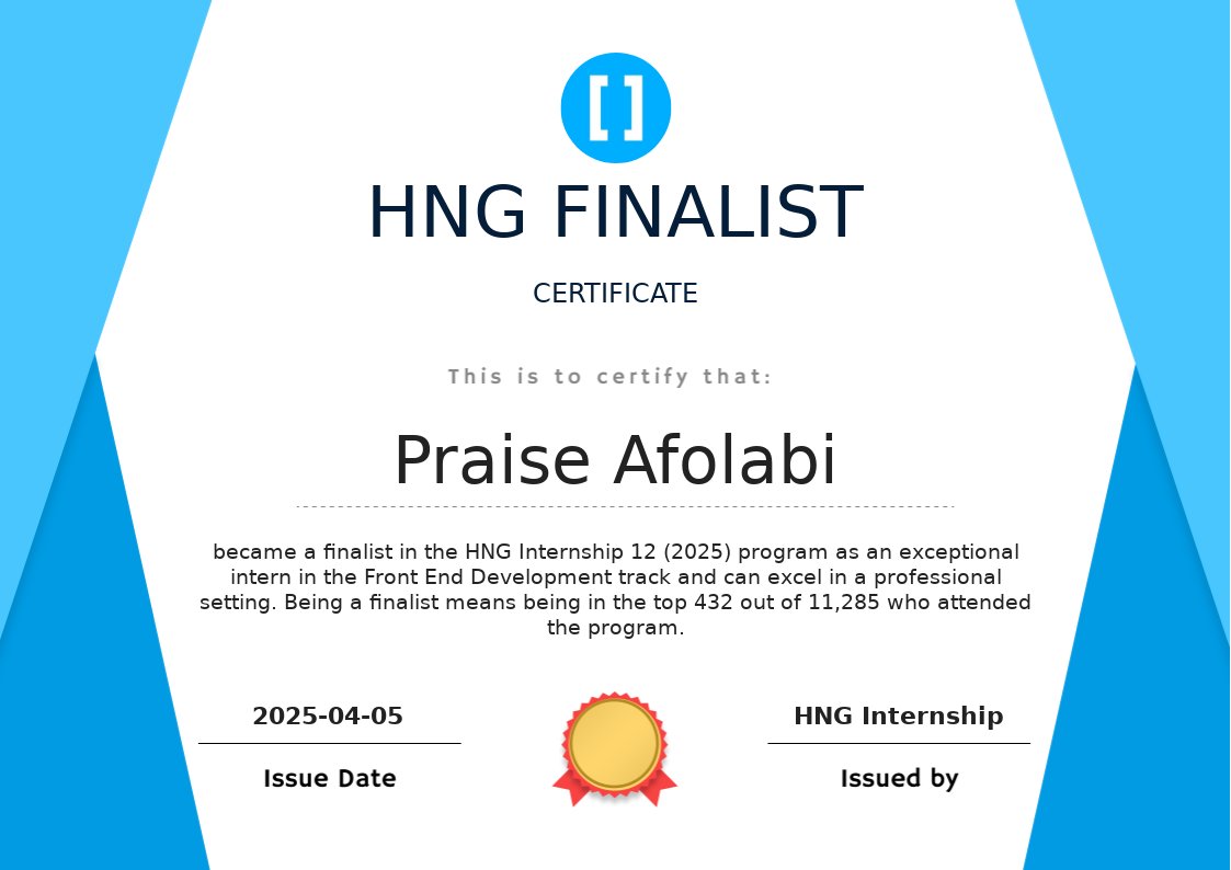 Back to back HNG finalist 🎉 
Thank you for this achievement <a href="/hnginternship/">HNG💡</a>