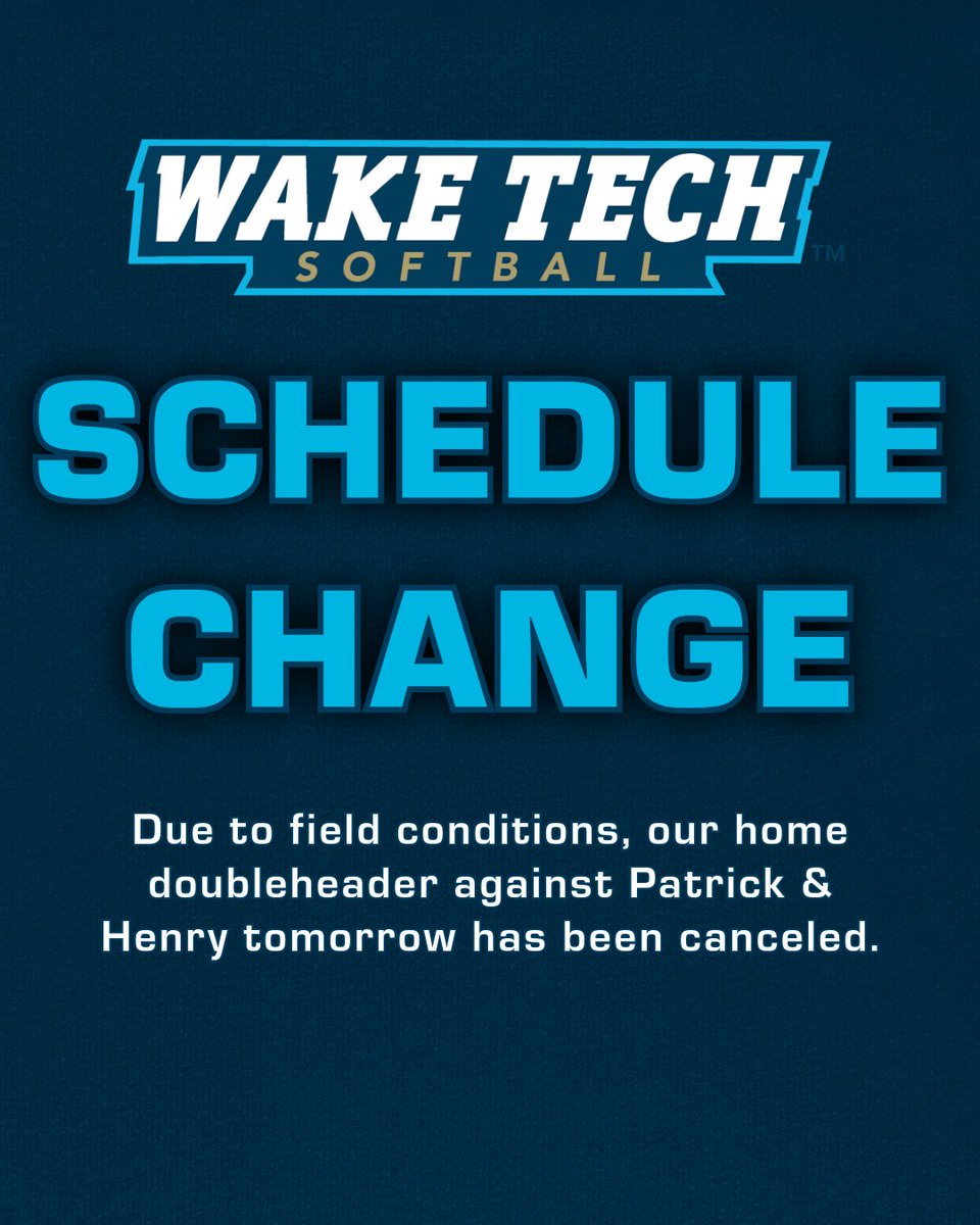 🚨 Due to field conditions, our home doubleheader against Patrick &amp; Henry tomorrow has been canceled.