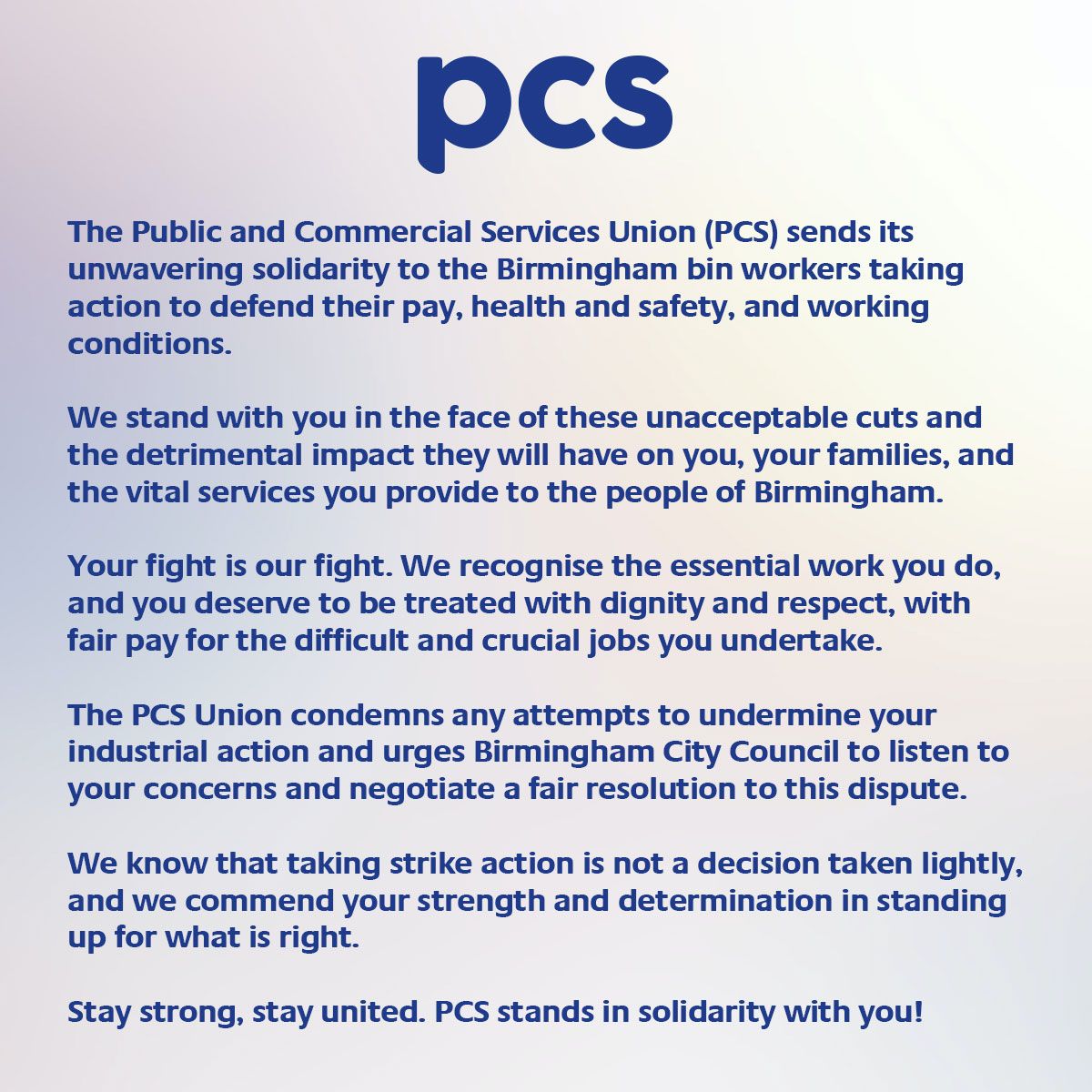 Solidarity to the Birmingham bin workers ✊
