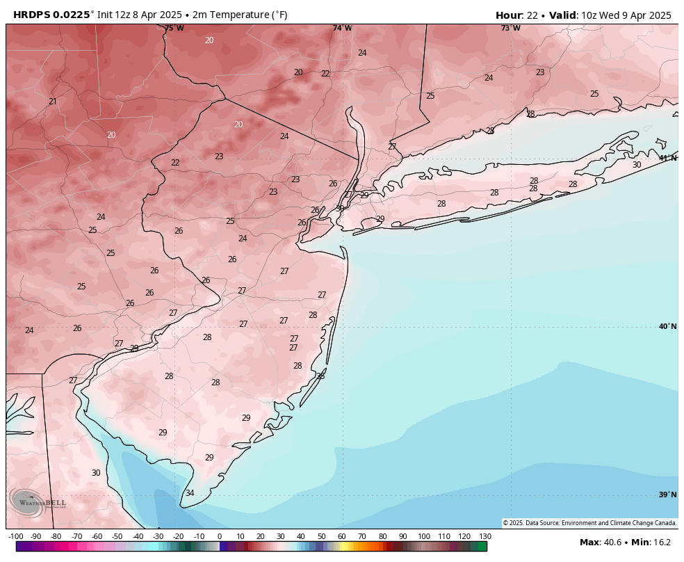 nymetrowx's tweet image. NWS has issued a Freeze Warning for NYC tonight. With the growing season underway, temperatures could fall into the upper 20s from late this evening through Wednesday morning. Gross.