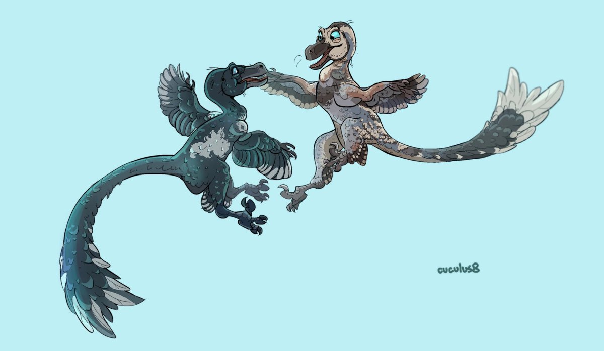 cuculus82's tweet photo. greeting of two latenivenatrixes (Nascar and Insu) 🪶

commission for @Argovation

#pathoftitans #dinosaurs https://t.co/fPfJsHaHZG