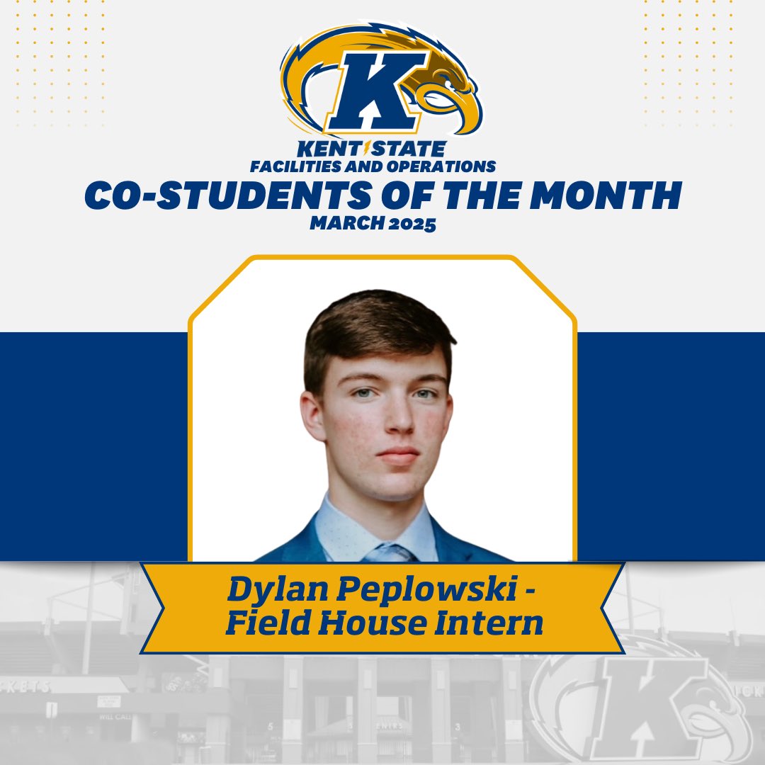 KentStFacandOps's tweet photo. Congratulations to our Co-Students of the Month for March 2025: Dylan Peplowski and Ethan Sarver - Field House Interns https://t.co/sbtmPMdktn