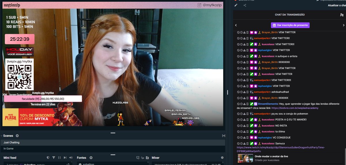 mytkazip's tweet photo. Dps de mais de 50h de live, vamos pro 4 dia de subathon! Hj a live vai ser trabalhando e assistindo alguma coisa (tão querendo bob esponja mas é com vcs). Se vc puder ajudar com sub, prime, bits, donate ou sua presença vou ser uma mulher mais feliz 🙏🏻https://t.co/OrRqebt23E https://t.co/9AhNfBDI6L