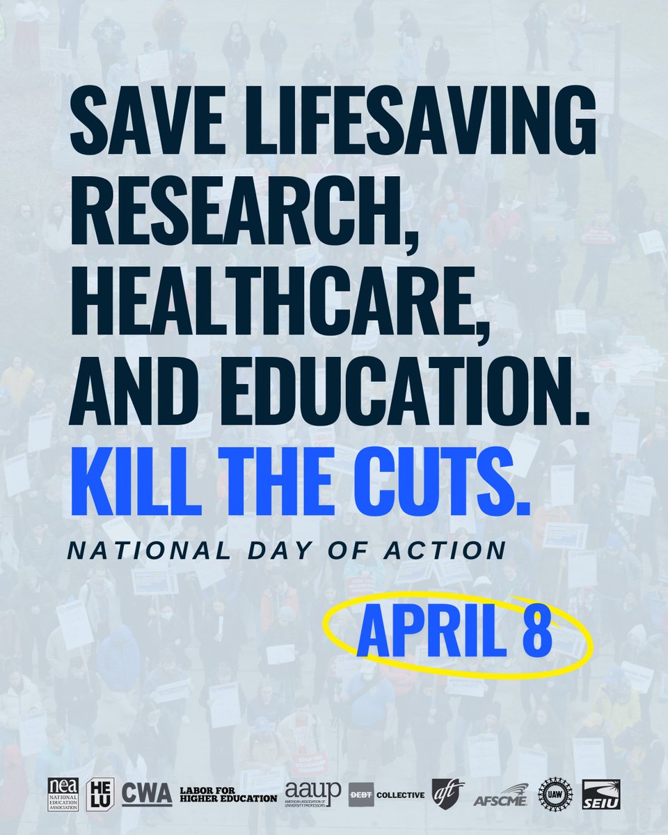 AFTunion's tweet photo. Today, workers across the country are standing up and demanding that the Trump administration makes NO cuts to education and life-saving research as part of a #KillTheCuts day of action.

Learn more and find an action near you here: https://t.co/vz1tgQpfSX https://t.co/dx5h4R89ji