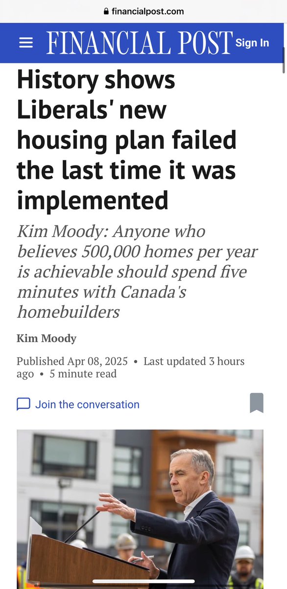 History shows Liberals' new housing plan failed the last time it was implemented

Kim Moody: Anyone who believes 500,000 homes per year is achievable should spend five minutes with Canada's homebuilders

financialpost.com/personal-finan…

#cdnpoli