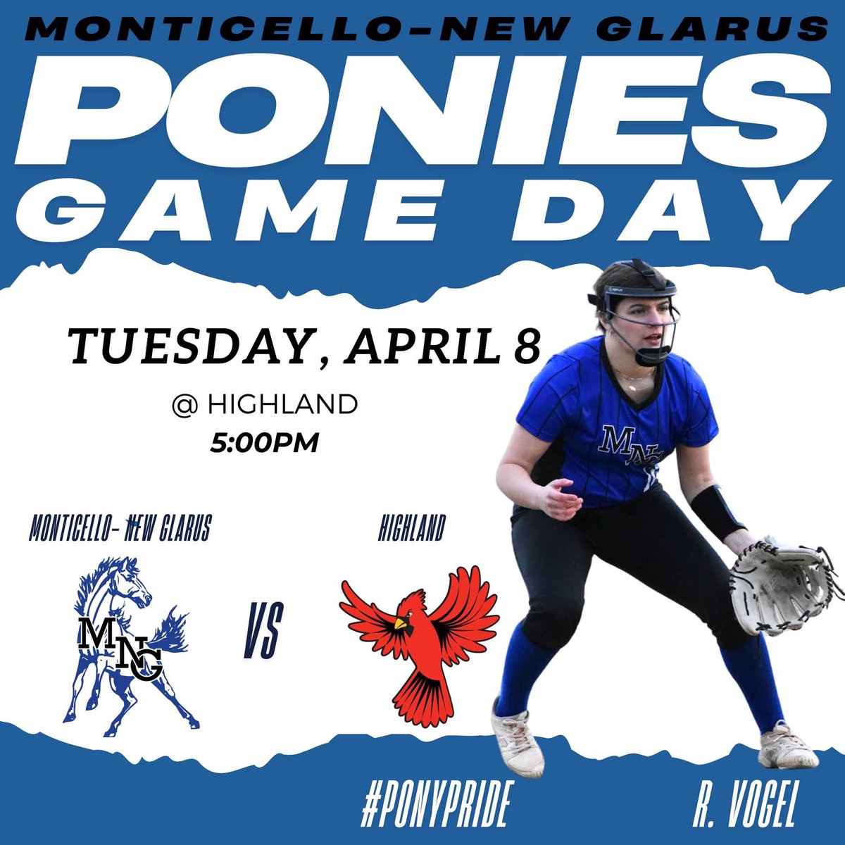 The MNG Ponies head to Highland tonight. The Ponies go into the matchup 2-0 after putting up double digit wins over Belleville and Benton/Shullsburg. The Ponies have started the season off strong with great pitching, excellent team defense and hot bats! #PonyPride 🥎💪🏼