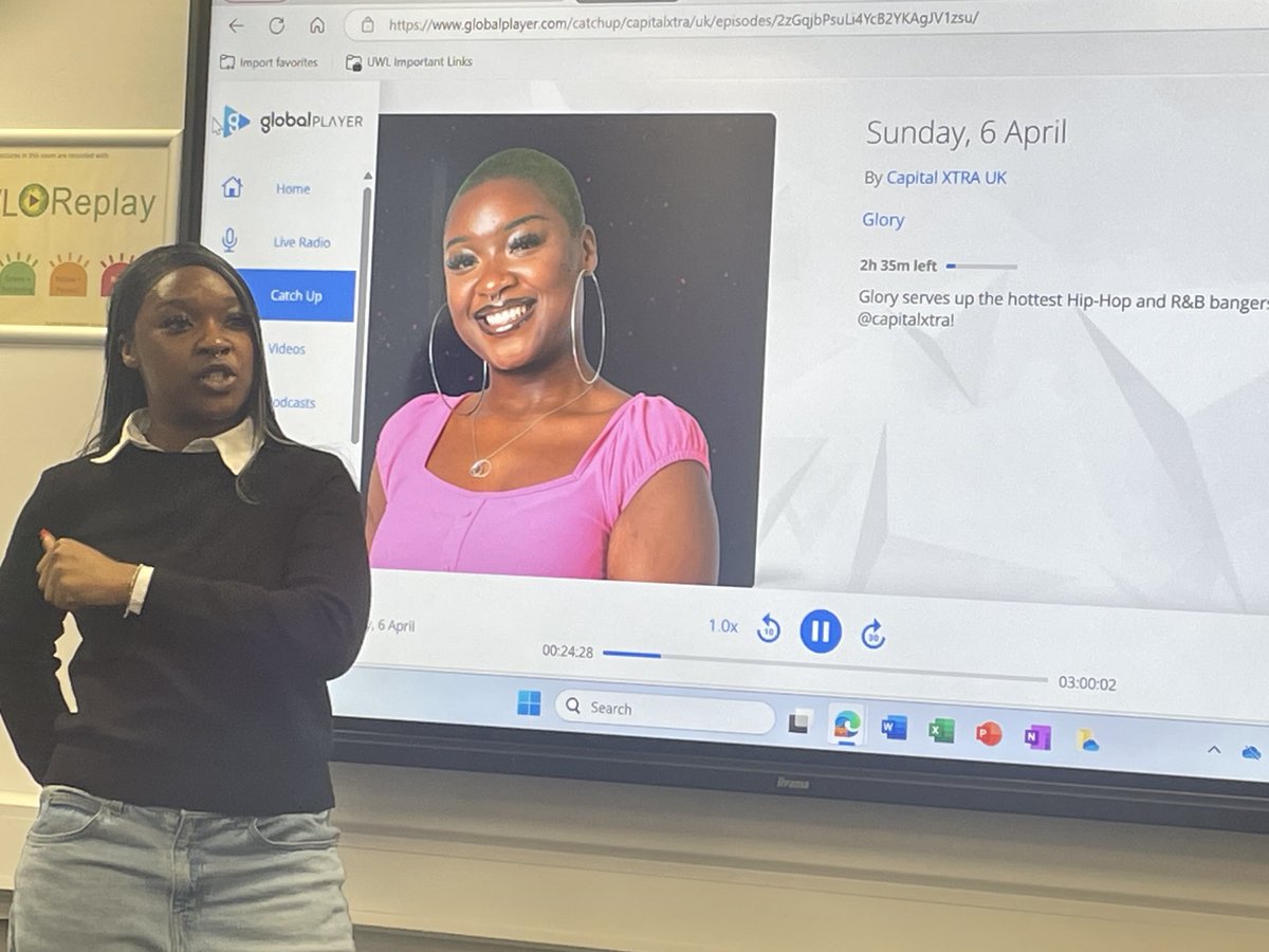 ⁦<a href="/UniWestLondon/">University of West London</a>⁩ ⁦<a href="/uwl_su/">UWLSU</a>⁩ ⁦<a href="/UWL_LSFMD/">UWL LSFMD</a>⁩ so proud to have #glorybeyi in the house talking with #fmd students about her journey into work. Glory is an alumnus of #broadcastjournalism at #uwl