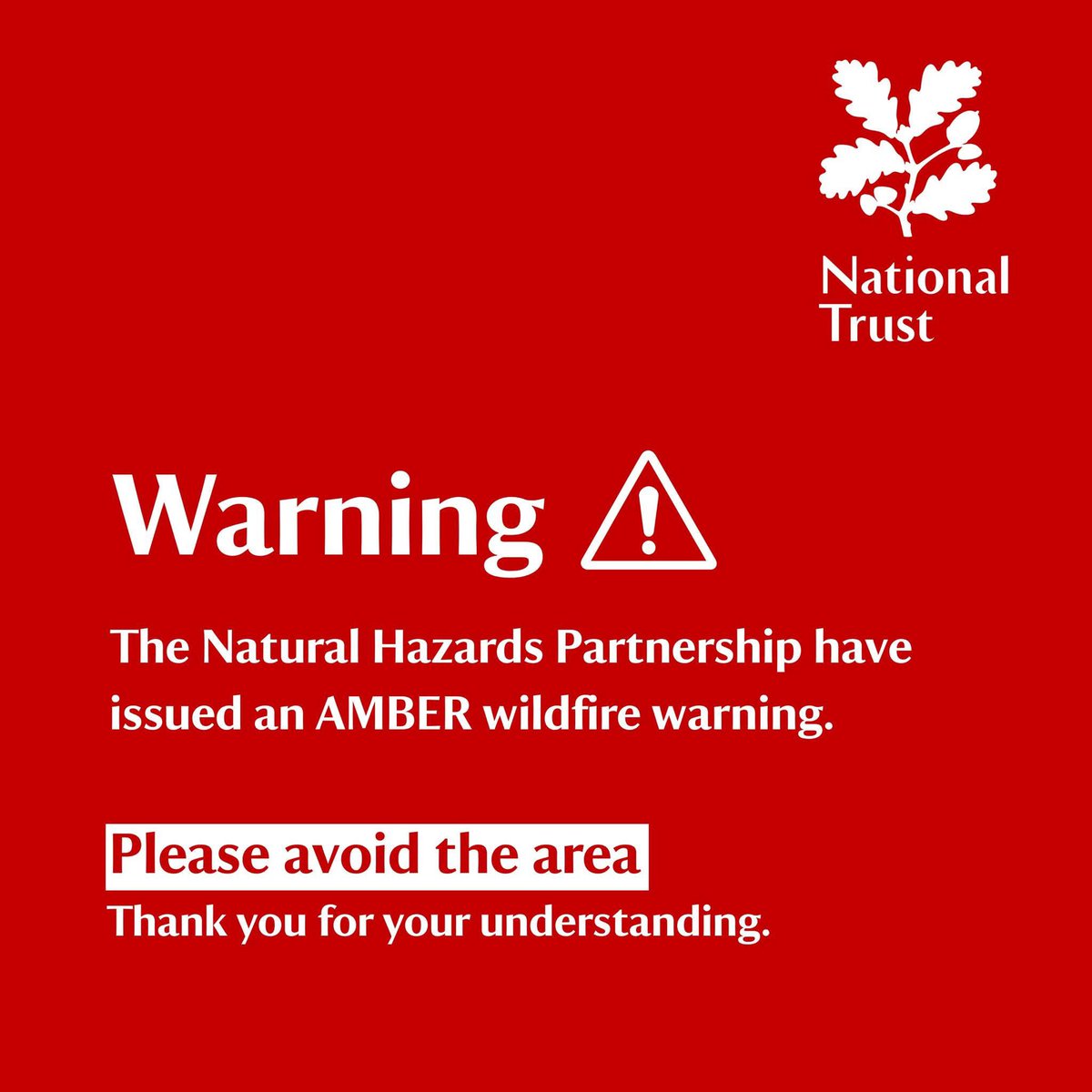 NationalTrustNI's tweet photo. 🚨 AMBER Wildfire Warning 🚨 Due to recent wildfires in the Mourne Mountains, an 🟠 AMBER wildfire warning is in effect, including this weekend.

Please help emergency services maintain clear access by avoiding the area. Stay safe and thank you for your cooperation.
#mournes https://t.co/tMpXAFkHBa