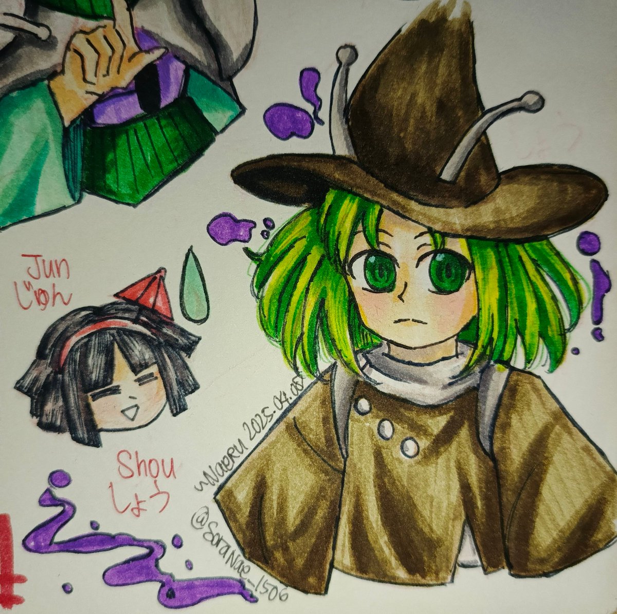 緑の鼓動アクリル画 A2 東方海恵堂 #Touhou #Len_en_art Analogue drawing feat. Mikoto (MB