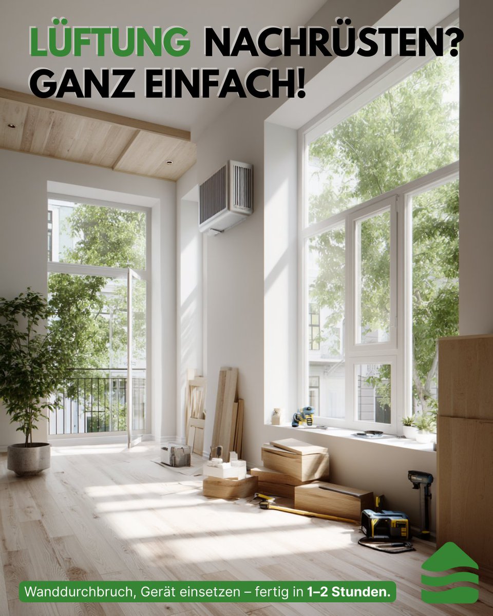 luftbudeGmbH's tweet image. Dezentrale Lüftung nachrüsten? Kein Problem.

🛠️ Wanddurchbruch + Stromanschluss = fertig
 ⏱️In 1–2 Stunden eingebaut
 🧱Auch ohne Sanierung möglich
👉 Ideal für einzelne Räume mit Feuchtelast.

#nachrüsten #wohnraumlüftung #dezentraleLüftung