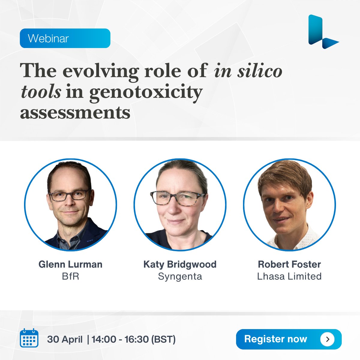 Join us for this insightful #webinar, where our expert speakers will explore how computational tools can support #genotoxicity assessment. 💻

30th April, 14:00 - 16:30 (BST)
bit.ly/3E63PRn