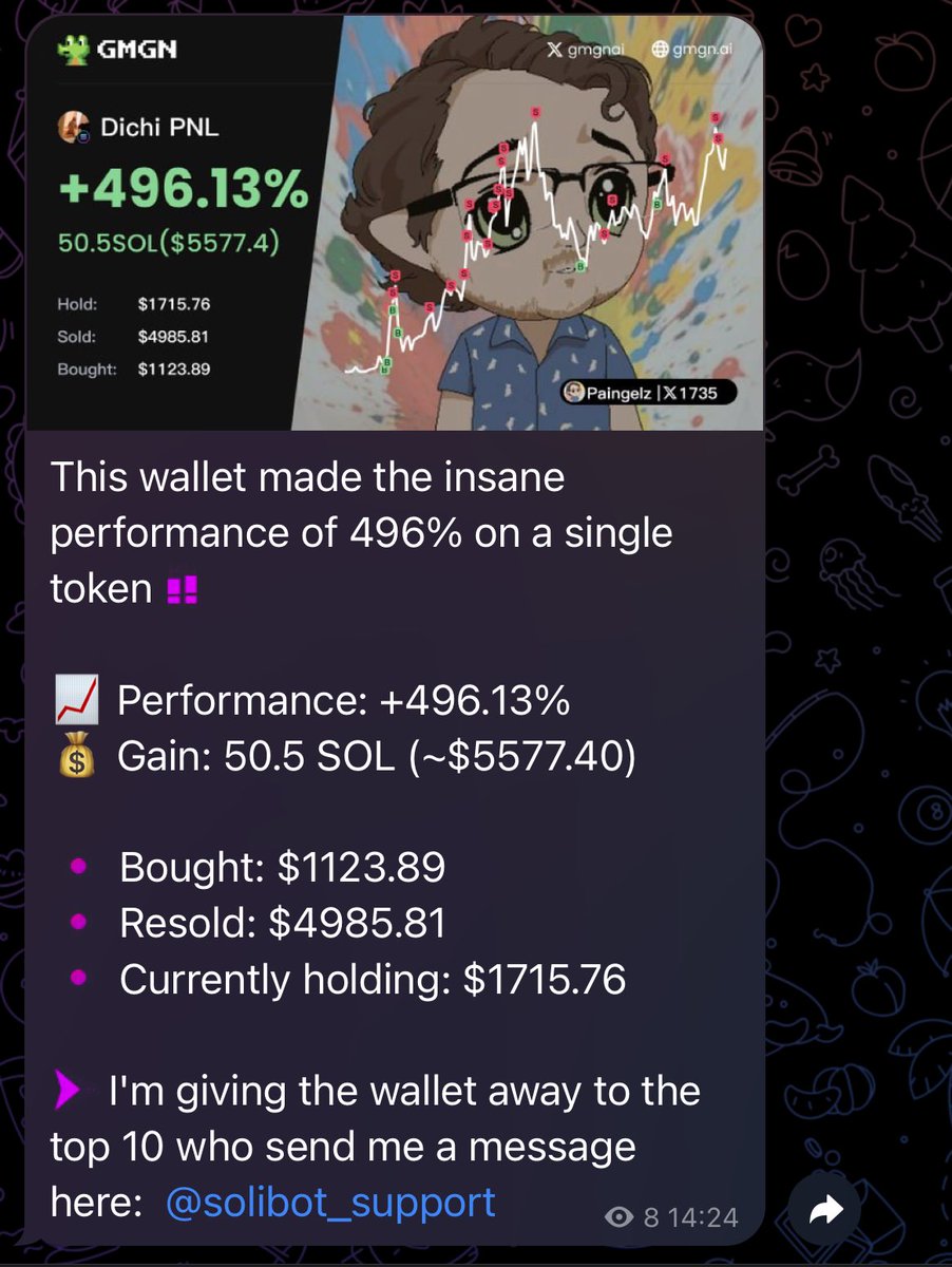 A wallet has just made 500% on a single token and we're sharing it in our channel 🤑

Link in BI0

#CryptoPump #makemoney