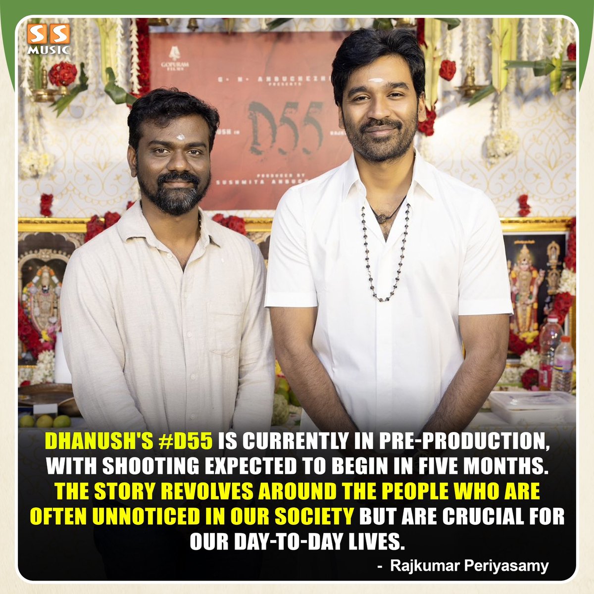SSMusicTweet's tweet photo. Rajkumar Periyasamy about #D55 🎬
.
#Dhanush #RajkumarPeriasamy #DirectorRajkumarPeriyasamy #D55Update #Amaran  #SSMusic https://t.co/Ueh1BfsUIX
