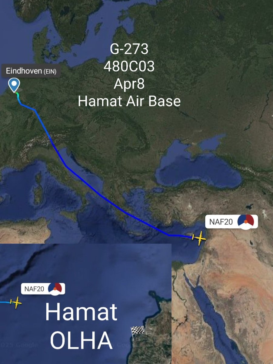 LebanonJets's tweet photo. Royal #Netherlands AirForce Koninklijke Luchtmacht #G273 hex #480C03 as #NAF30 just arrived into #Hamat AirBase north #Lebanon from #Eindhoven as done on Feb18 https://t.co/UWEbThEgEc